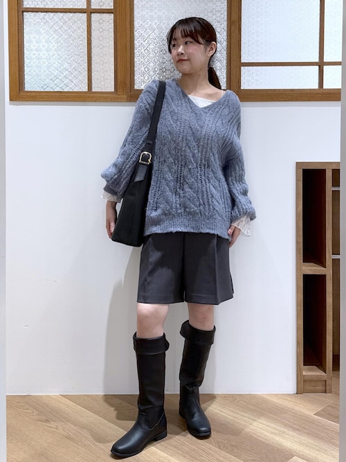 セール】ゆるケーブル編みVネックニット（ニット/セーター）｜ROPE