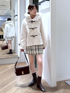 「アイテム（ダッフルコート）」を使った、Reiさん（レディース・158cm）の冬コーディネート