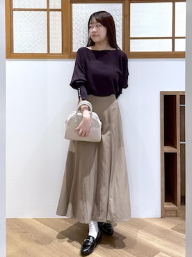 「ROPE' PICNIC（ロペピクニック）のフィブリルマーメイドフレアスカート（スカート）」を使った、Reiさん（レディース・158cm）の秋コーディネート