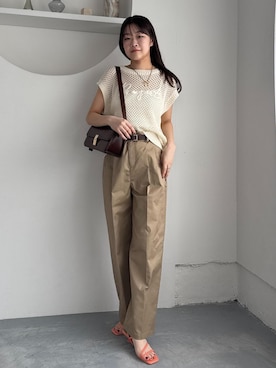 「アイテム（チノパンツ）」を使った、Reiさん（レディース・158cm・20代）の夏コーディネート
