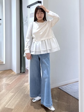 「運動会コーデ」｜「アイテム（バレエシューズ）」を使った、Reiさん（レディース・158cm）の秋コーディネート