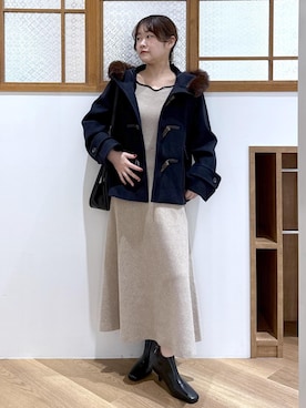 「アイテム（ダッフルコート）」を使った、Reiさん（レディース・158cm）の冬コーディネート