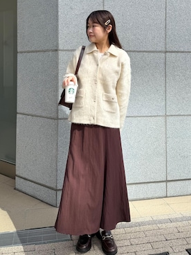 「ROPE' PICNIC（ロペピクニック）のフィブリルマーメイドフレアスカート（スカート）」を使った、Reiさん（レディース・158cm）の秋コーディネート