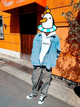 「unrelaxing（アンリラクシング）のアイテム（ジャケット/アウター）」を使った、墓さん（メンズ・168cm）の春コーディネート