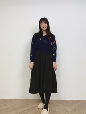 「flower」｜「アイテム（ワンピース/ドレス）」を使った、시은さん（レディース・172cm）の冬コーディネート