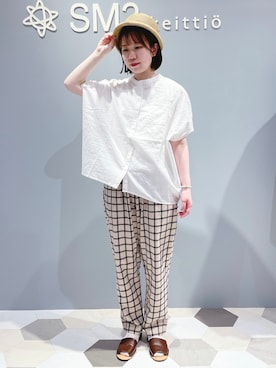 「Samansa Mos2（サマンサ モスモス）のセパレートサンダル（サンダル）」を使った、ささささん（レディース・158cm）の夏コーディネート