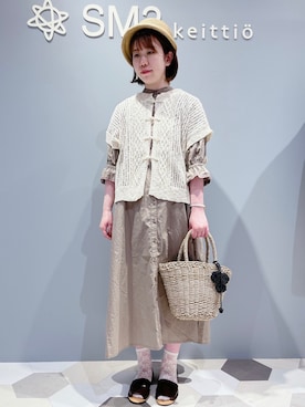 「Samansa Mos2（サマンサ モスモス）のセパレートサンダル（サンダル）」を使った、ささささん（レディース・158cm）の夏コーディネート