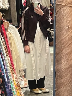 「アイテム（シャツワンピース、ホワイト系）」を使った、たゆたさん（レディース・155cm）の冬コーディネート