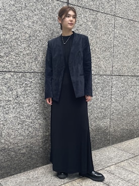 「DES PRES（デ・プレ）のアイテム（ノーカラージャケット）」を使った、Kubo_TOMORROWLANDさん（レディース・167cm）の冬コーディネート