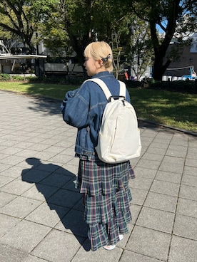 「アイテム（バックパック/リュック）」を使った、ちゃみまる🐶さん（レディース・146cm）の秋コーディネート