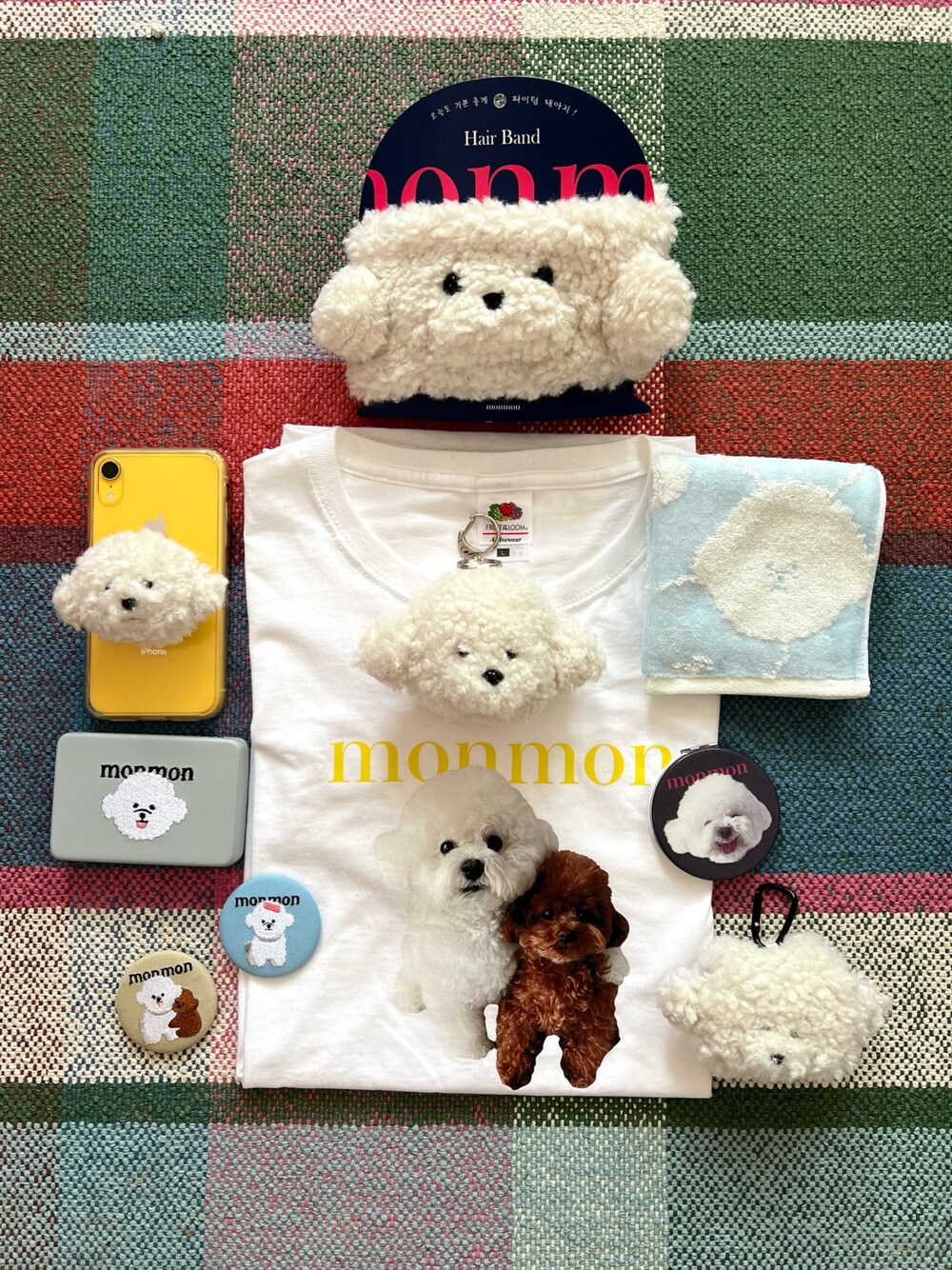 「韓国、コラボ、犬、ヘアバンド、キーホルダー、AirPodsケース、ミラー、BIRTHDAY BAR」｜「BIRTHDAY BARのmonmon ヘアバンド（その他小物、ホワイト系）」を使った、ちゃみまる🐶さん（レディース・146cm）の夏コーディネートの1枚目の写真