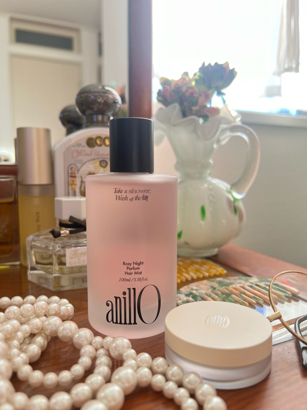 「韓国、韓国ブランド、ヘアケア、香水、インテリア、BIRTHDAY BAR」｜「BIRTHDAY BARの【anillo】Rosy Night Parfum Hair Mist（ヘアオイル/ヘアミルク、その他）」を使った、ちゃみまる🐶さん（レディース・146cm）の秋コーディネートの1枚目の写真