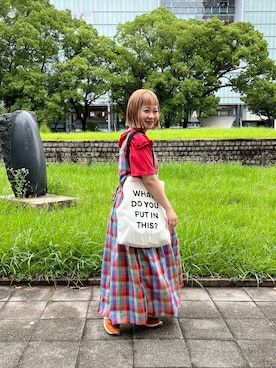 「アイテム（トートバッグ）」を使った、ちゃみまる🐶さん（レディース・146cm）の夏コーディネート
