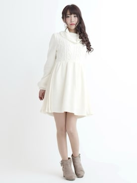 「evelyn（evelyn）のアイテム（ワンピース）」を使った、lilyna418さん（レディース・154cm）の冬コーディネート