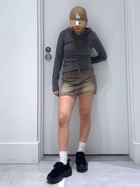 「アイテム（デニムスカート）」を使った、hm2931さん（レディース・159cm・20代）の秋コーディネート