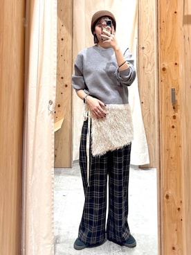 「アイテム（帽子、ブラウン系）」を使った、hm2931さん（レディース・159cm）の冬コーディネート