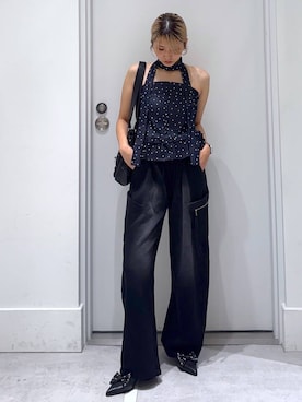 「FOREVER 21（フォーエバー トゥエンティーワン）の【2025SS】スタッズ2WAYミュール（パンプス）」を使った、hm2931さん（レディース・159cm・20代）の夏コーディネート