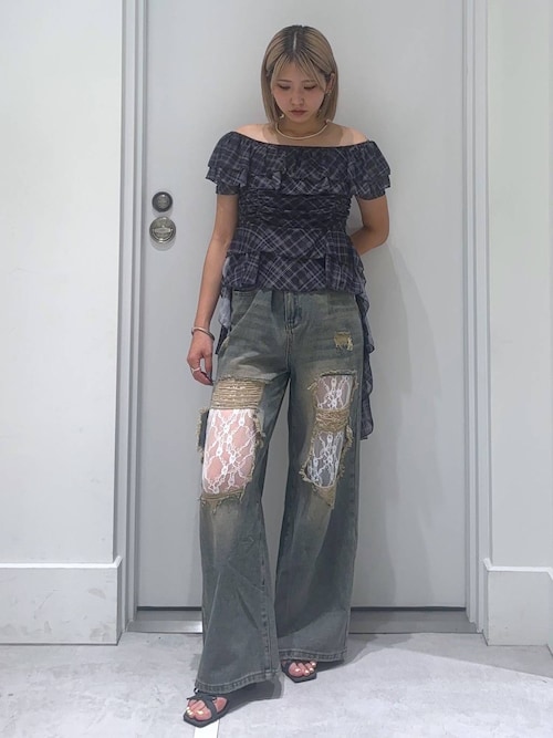 【2025SS】ダメージレースデニムパンツ
