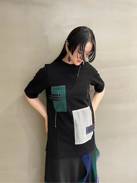 「アイテム（その他シューズ、グリーン系）」を使った、KANAEさん（レディース・162cm）の春コーディネート