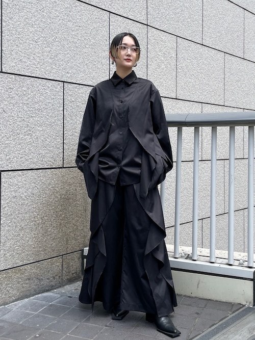 ブラウス シャツ WAVE RAFFLE SHIRT「セットアップ着用可能」 / ウェーブラッフルシャツ レディース WAVE RAFFLE SHIRT【セットアップ着用可能】 / ウェーブラッフル