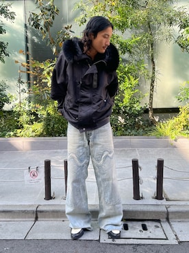 「アイテム（ミリタリージャケット）」を使った、MASATOさん（メンズ・178cm）の秋コーディネート