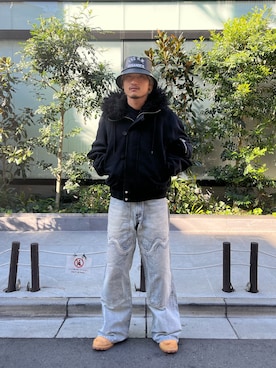 「DANKE SCHON（ダンケシェーン）のアイテム（ミリタリージャケット）」を使った、MASATOさん（メンズ・178cm）の冬コーディネート
