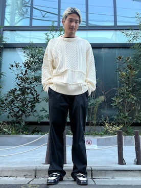 「WHITELAND（ホワイトランド）のアイテム（ニット/セーター）」を使った、MASATOさん（メンズ・178cm）の冬コーディネート