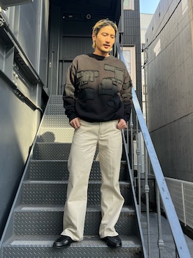 「DANKE SCHON（ダンケシェーン）のアイテム（スウェット）」を使った、MASATOさん（メンズ・178cm）の冬コーディネート