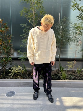 「WHITELAND（ホワイトランド）のアイテム（ニット/セーター）」を使った、MASATOさん（メンズ・178cm）の冬コーディネート