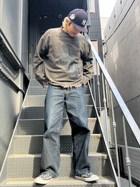 「DANKE SCHON（ダンケシェーン）のアイテム（スウェット）」を使った、MASATOさん（メンズ・178cm）の冬コーディネート