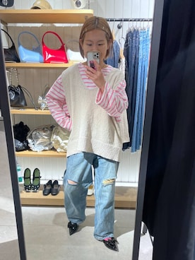 「アイテム（レッグウェア）」を使った、かとゆかさん（レディース・157cm・20代）の春コーディネート