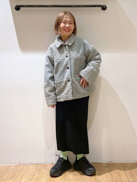 「アイテム（レッグウェア）」を使った、かとゆかさん（レディース・157cm・20代）の冬コーディネート