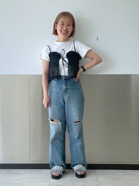 「アイテム（その他トップス）」を使った、かとゆかさん（レディース・157cm・20代）の春コーディネート
