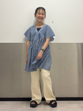 「アイテム（ネックレス）」を使った、かとゆかさん（レディース・157cm・30代）の夏コーディネート