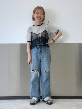 「アイテム（その他トップス）」を使った、かとゆかさん（レディース・157cm・20代）の春コーディネート