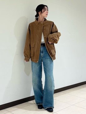 「Ungrid（アングリッド）のアイテム（ブルゾン）」を使った、加藤早織さん（レディース・163cm）の秋コーディネート