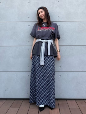 「Ungrid（アングリッド）のアイテム（スカート）」を使った、加藤早織さん（レディース・163cm）の春コーディネート