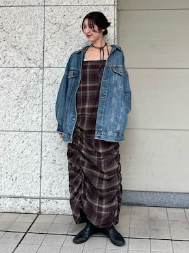 「Ungrid（アングリッド）のアイテム（デニムジャケット）」を使った、加藤早織さん（レディース・163cm）の秋コーディネート