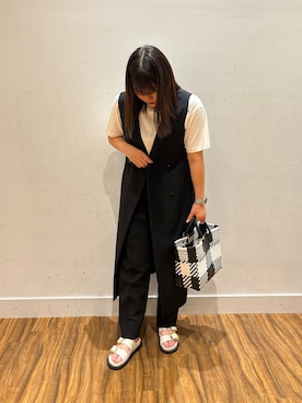 「NANO universe（ナノユニバース）のアイテム（オールインワン・サロペット）」を使った、松井夏希さん（レディース・158cm）の夏コーディネート