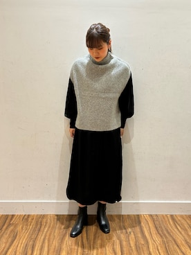 「NANO universe（ナノユニバース）のアイテム（ブーツ）」を使った、松井夏希さん（レディース・158cm）の秋コーディネート