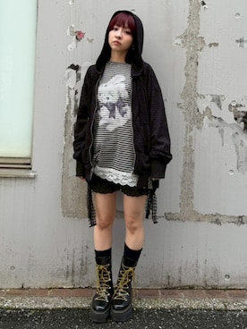 「Candy Stripper（キャンディストリッパー）のアイテム（パンツ）」を使った、CandyStripper_kujiさん（レディース・148cm）の秋コーディネート