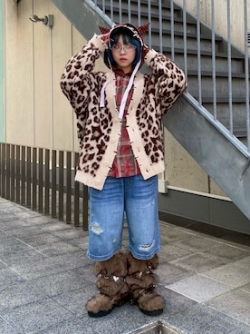 「Candy Stripper（キャンディストリッパー）のHEAD DRESS キャップ（キャップ）」を使った、CandyStripper_kujiさん（レディース・148cm）の秋コーディネート