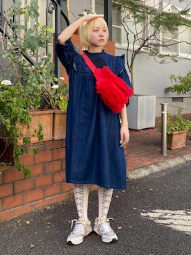 「アイテム（ボディバッグ/ウエストポーチ）」を使った、CandyStripper_kujiさん（レディース・148cm）の夏コーディネート