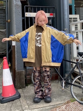 「アイテム（ナイロンジャケット）」を使った、CandyStripper_kujiさん（レディース・148cm）の秋コーディネート
