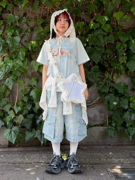 「Candy Stripper（キャンディストリッパー）のアイテム（バッグ）」を使った、CandyStripper_kujiさん（レディース・148cm）の夏コーディネート