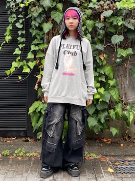 「Candy Stripper」｜「アイテム（ニットキャップ/ビーニー）」を使った、CandyStripper_kujiさん（レディース・148cm）の秋コーディネート