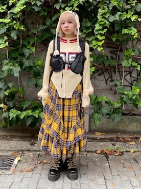 「アイテム（ニットキャップ/ビーニー）」を使った、CandyStripper_kujiさん（レディース・148cm）の秋コーディネート