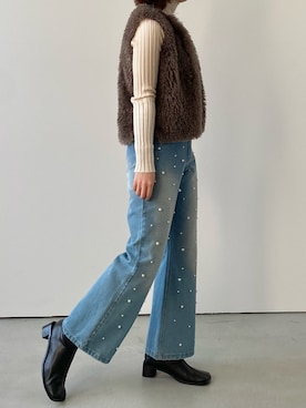 「リブニット」｜「アイテム（その他トップス）」を使った、sumiさん（レディース・162cm）の秋コーディネート