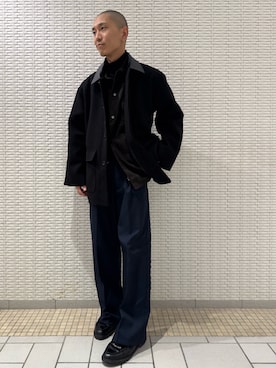 「アイテム（カバーオール）」を使った、江口尊将さん（メンズ・174cm）の冬コーディネート