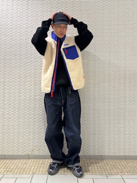 「アイテム（ベスト）」を使った、江口尊将さん（メンズ・174cm・20代）の冬コーディネート